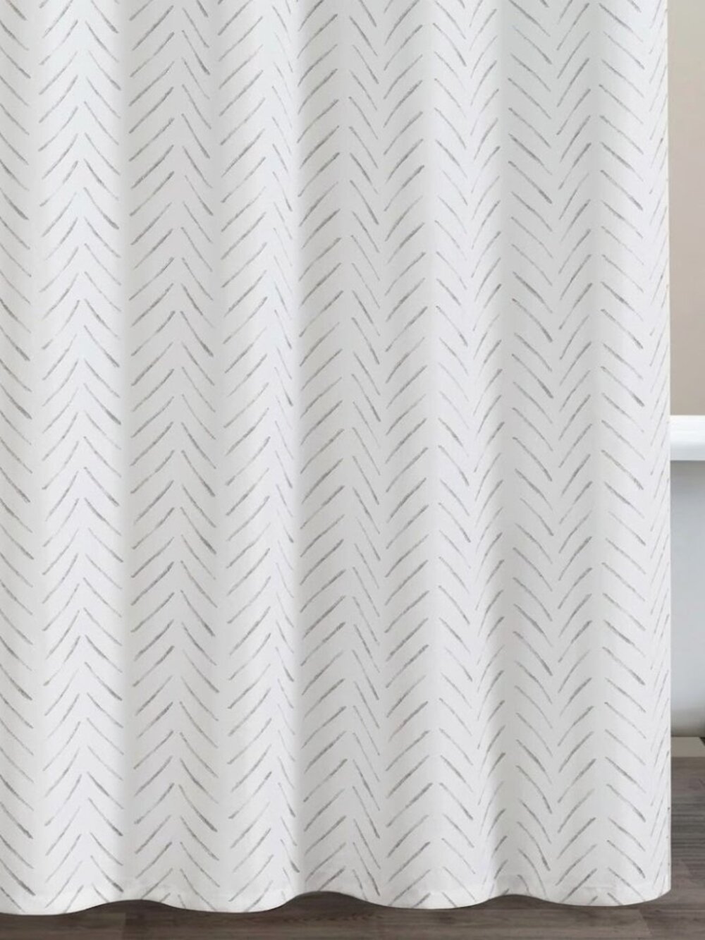 JINCHAN Shower Curtain 70 x 71.5 Inky Herringbone Chevron Zig Zag White Black